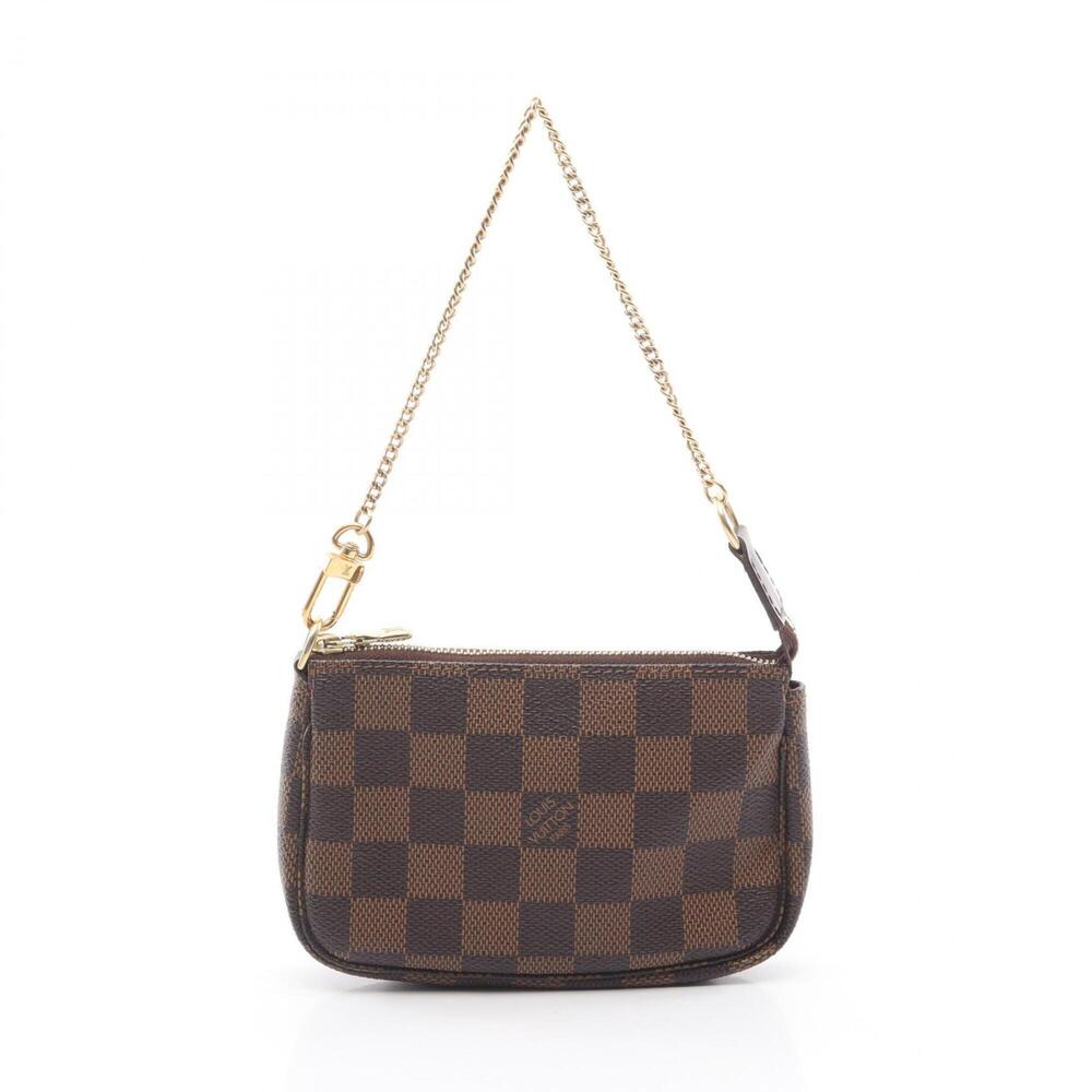 Louis Vuitton Mini Pochette Accessoires Damier Ebene Handbag, Coated Canvas L...